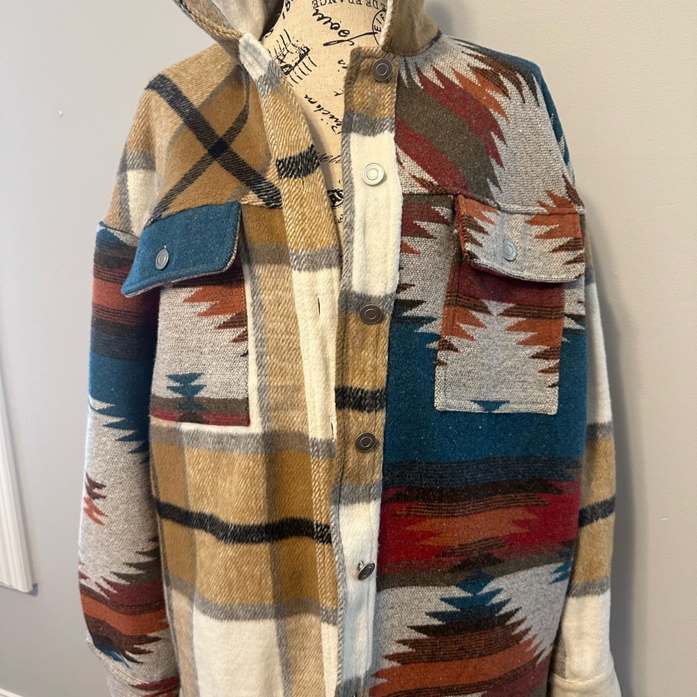 Fall fun Aztec design shacket - Picture 2 of 5